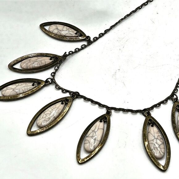 "5/$25" Brasstone Bead Drop Adjustable Bib Chain Necklace - Picture 3 of 9